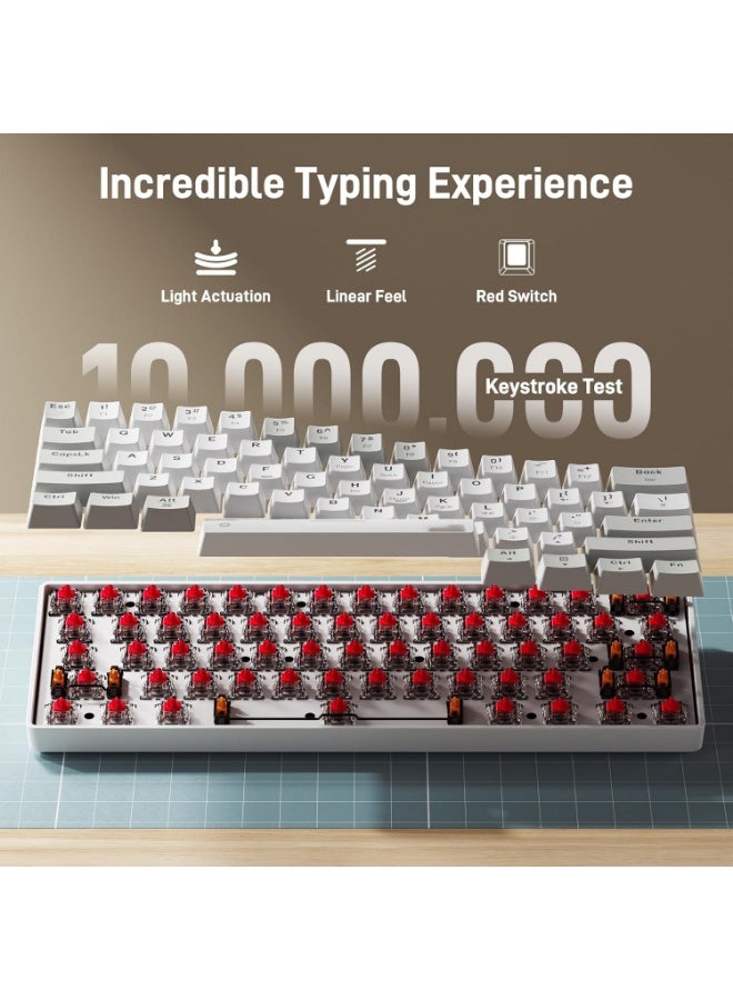 لوحة مفاتيح الألعاب الميكانيكية GK-806، لاسلكية بنسبة 60%، تدعم الاتصال عبر البلوتوث والسلكي، مزودة بمفاتيح OUTEMU الزرقاء القابلة للتبديل السريع، وإضاءة RGB LED، وخاصية منع التداخل، ومنفذ USB-C قابل للفصل، وأغطية مفاتيح مزدوجة الطبقة، و61 مفتاحًا بتصميم فائق الصغر. - Image 5